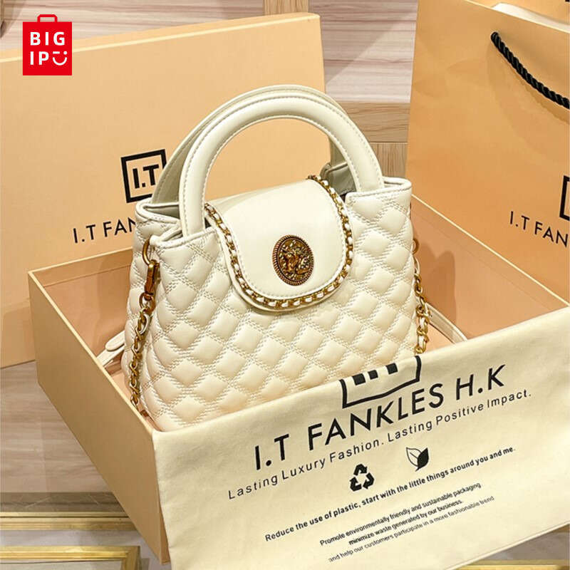 Designer Bag Brand Genuine Leather Women's Handbag, Diamond Grid Chain Bag, 2024 New High-End Single Shoulder Bag, Hand-Held Crossbody Bag