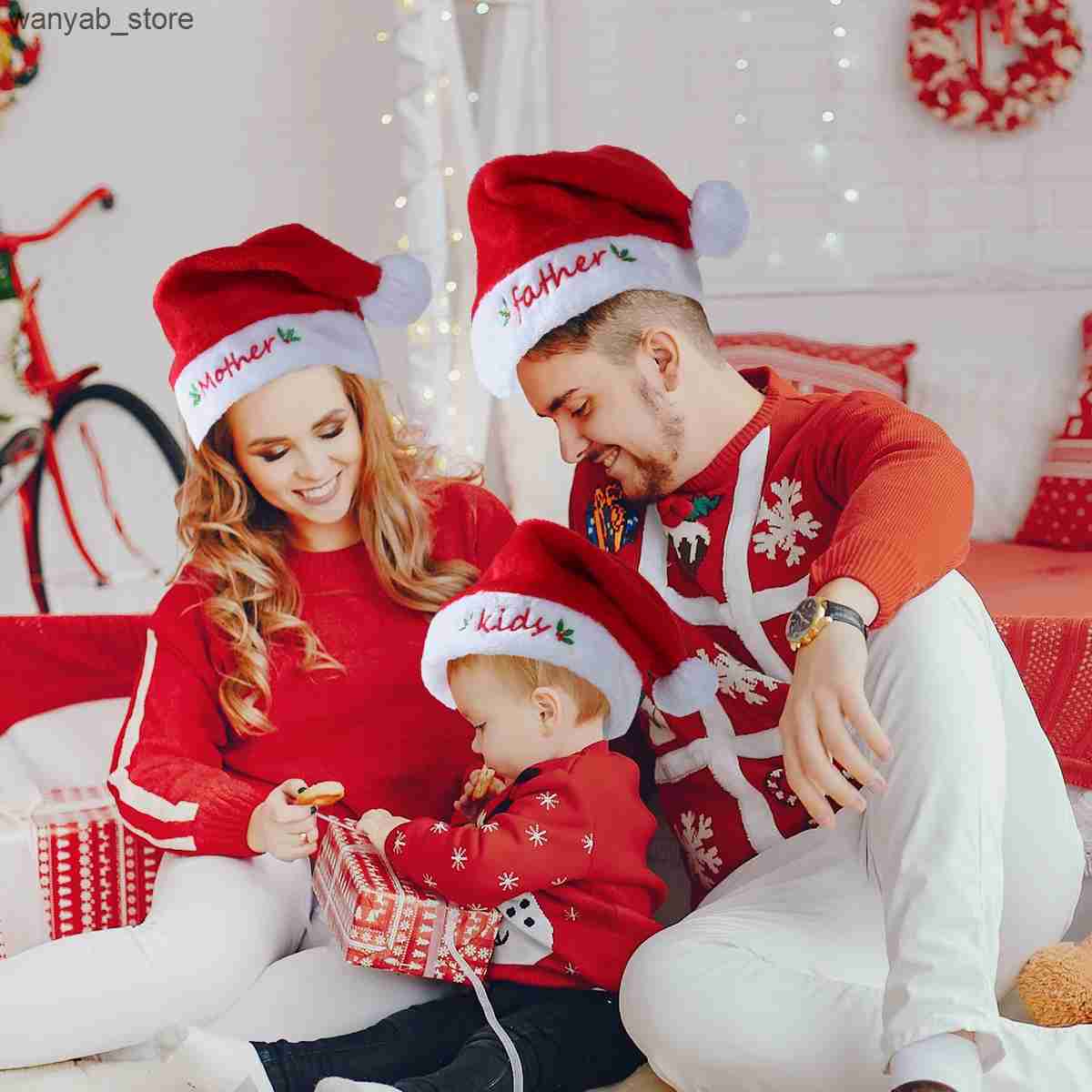 Wide Brim Hats Bucket Hats 2023 Adults Kids Christmas Hats Non-woven Fabric Santa Claus Xmas Hats Merry Christmas New Year Party Festival Decoration G