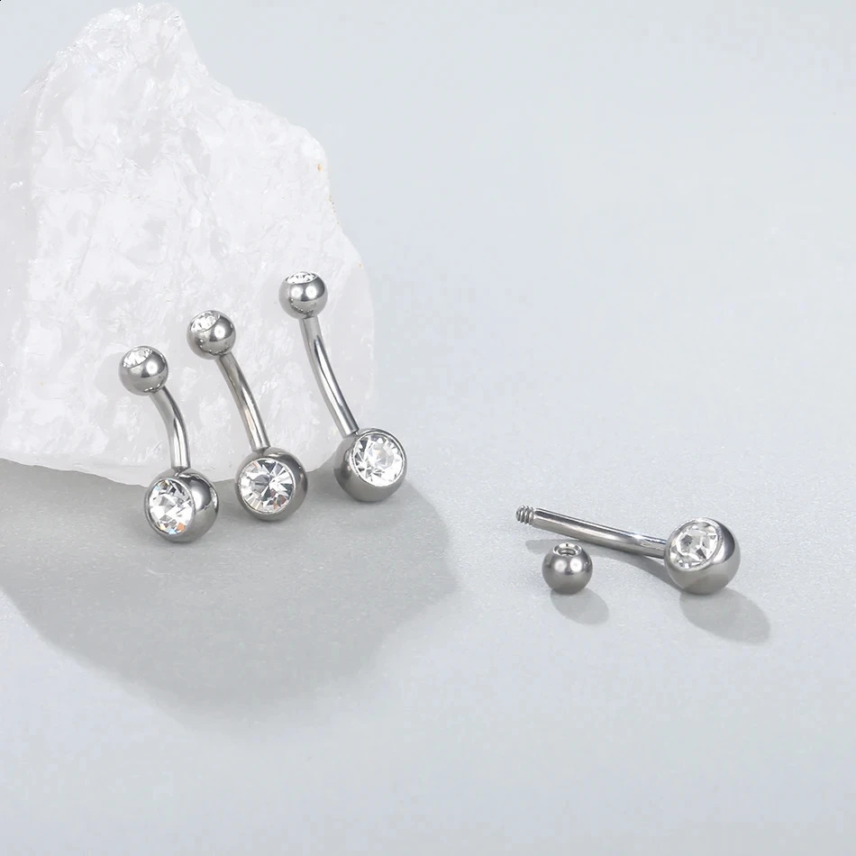 1Pc G23 Belly Button Rings 14G Crystal Navel Barbell Sexy Piercing Jewelry for Women Ring 241105
