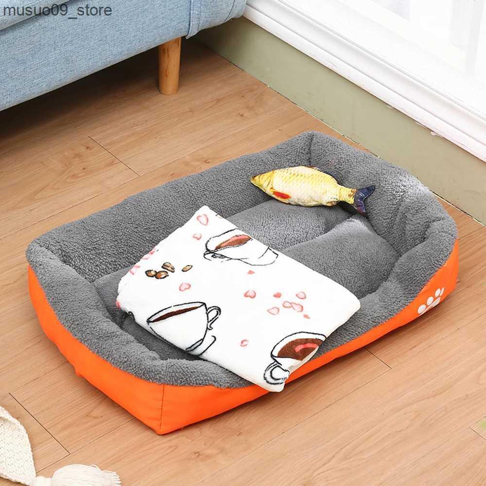 kennels pens XS-XXL small medium and large dog beds warm washable rectangular pet beds waterproof soft wool sofas L240910