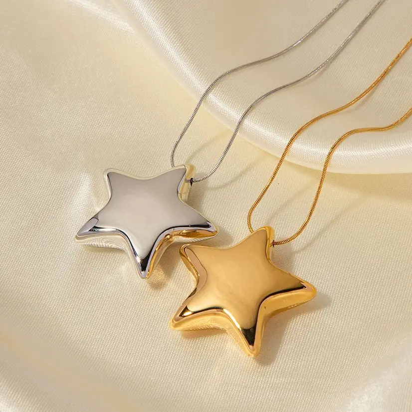 Uworlds unique star shaped gold pendant hanging stainless steel 18k Pvd galvanized Korean exquisite jewelry gift 241106