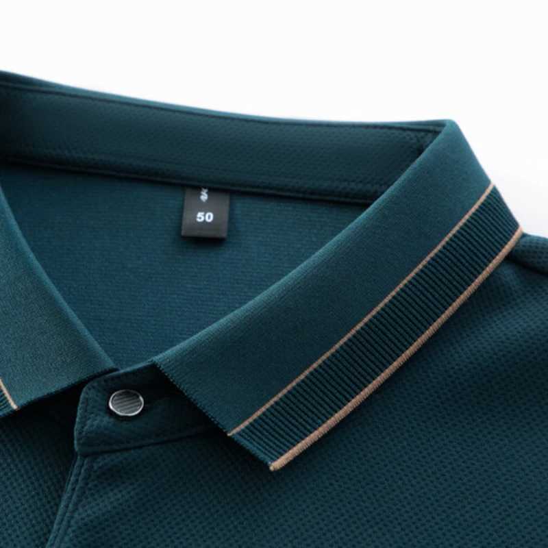 Mens new autumn business casual solid color long SVE shirt breathable sweaty street basic T-shirt. W241106