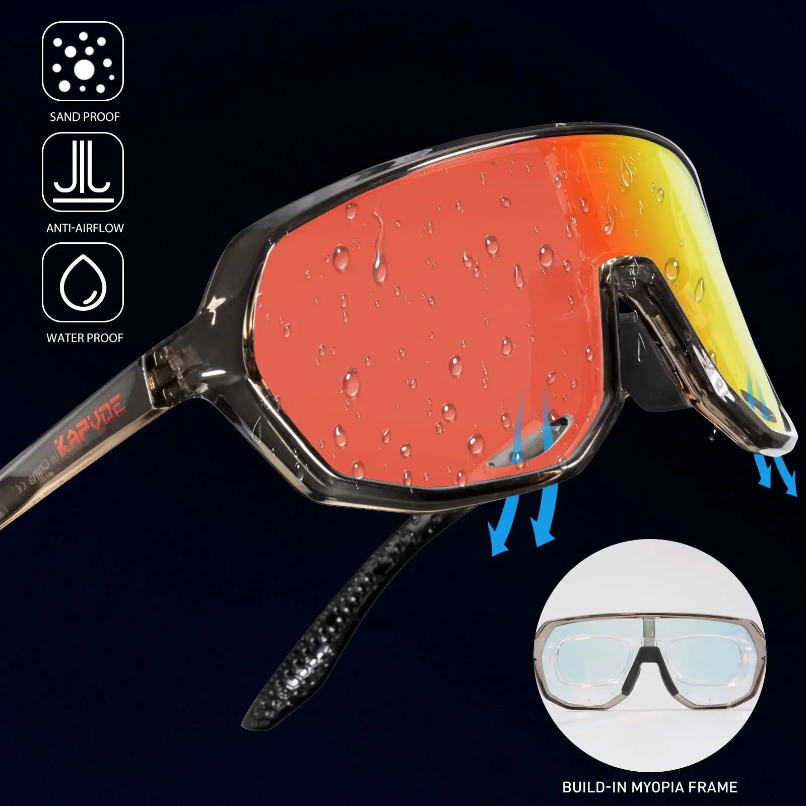 KAPVOE Outdoor Sports Red Blue Light Pochromic Bicycle Sunglasses UV400 Bicycle Sunglasses Mens MTB Road Bicycle Goggles 241106
