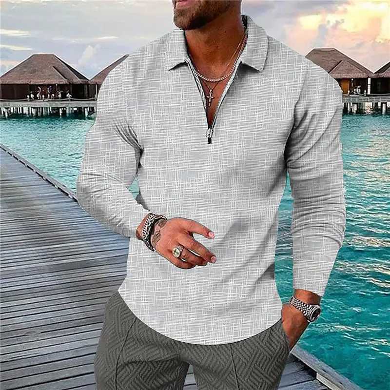 Mens new spring and autumn plus SVE collar zipper premium casual shirt W241106