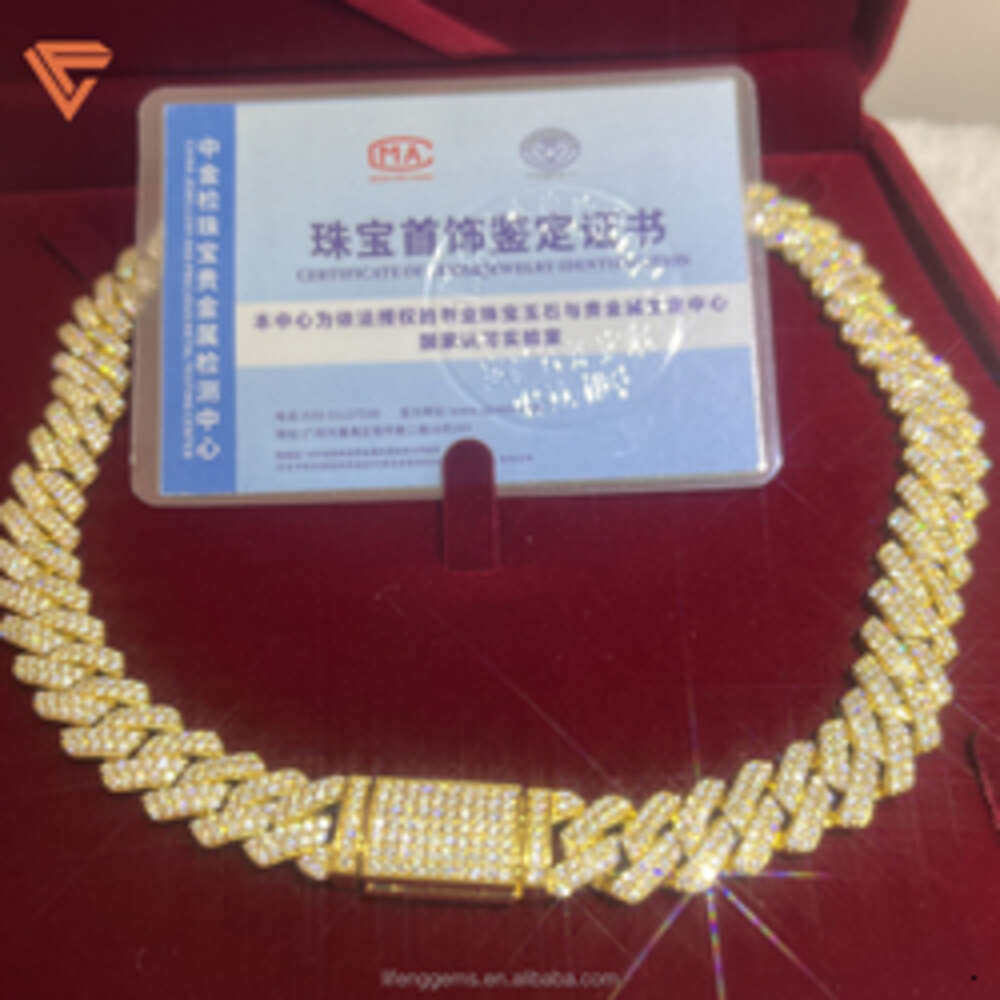 Lifeng Jewelry Fashion Hip Hop Moissanite Cuban Chain Necklace Cuban Chain Custom Full Iced Out Diamond Necklace