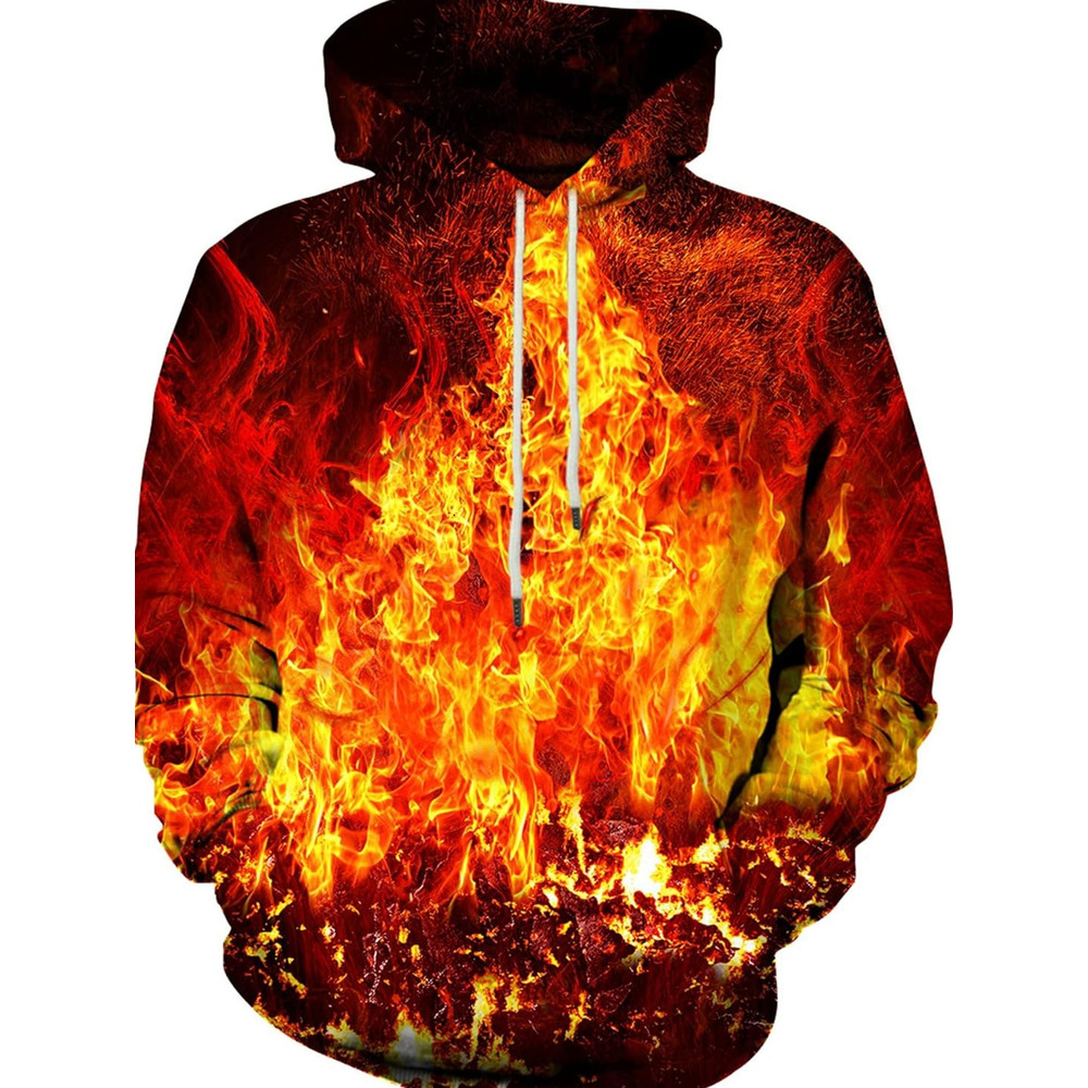 Hoodie for Mens Womens Unisex Realistic 3D Print Galaxy Pullover Hooded Sweatshirt Hoodies with Big Pockets Graphic Hoodies sweatshirt red