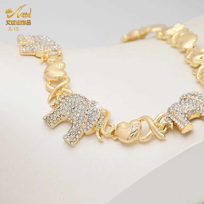 ANIID XOXO Warm Jewelry Necklace Set 18K Gold Bridal Elephant Water Diamond Wedding Necklace Bracelet Ring Set Gift X241106