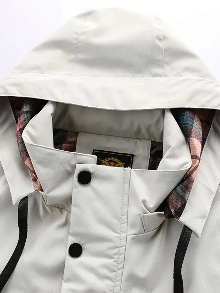 Fashion Mens Casual Windbreaker Jackets Hooded Jacket Man Waterproof Outdoor Soft Shell Winter Coat Clothing Warm Plus Size 241106