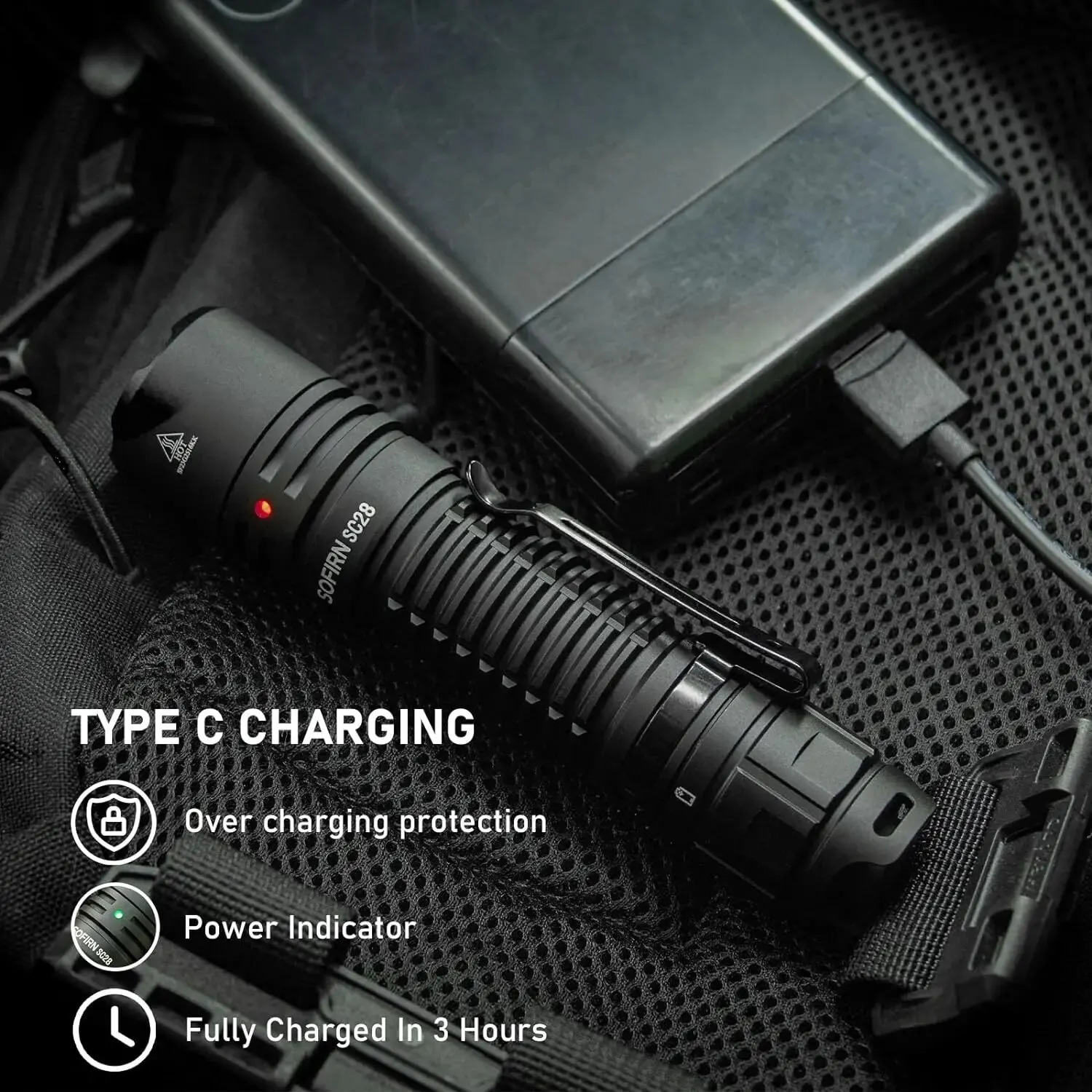 Sofirn SC28 XHP50B HD LED 2800Lm Type-C Rechargeable Flashlight Protable Powerful 21700 Torch EDC Flash Light IPX8 for Camping 241105