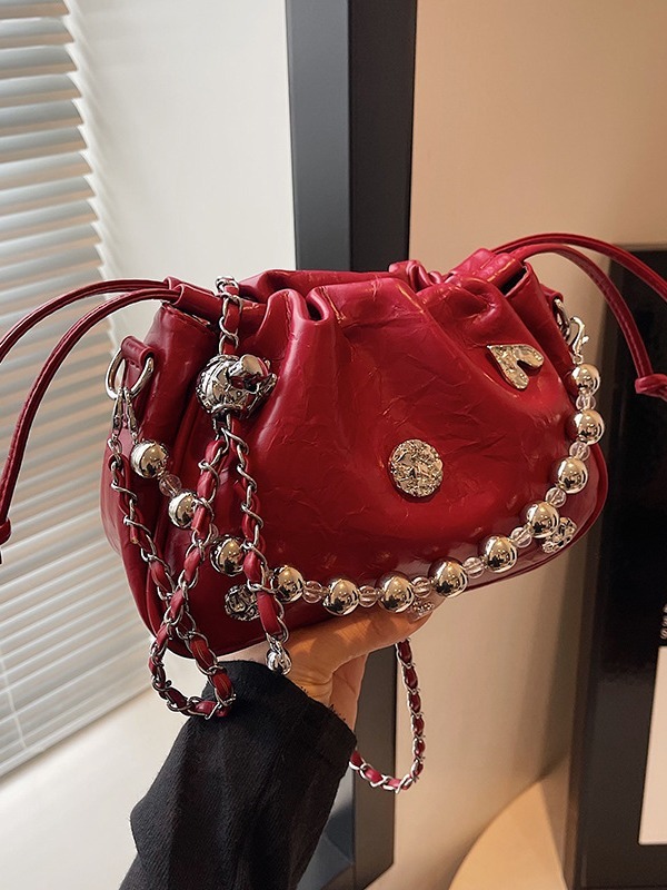 Elegant Small For Bags Handbags Women Autumn/winter New Collection Beaded Handheld Bucket Versatile High End Chain Crossbody Bag Designer