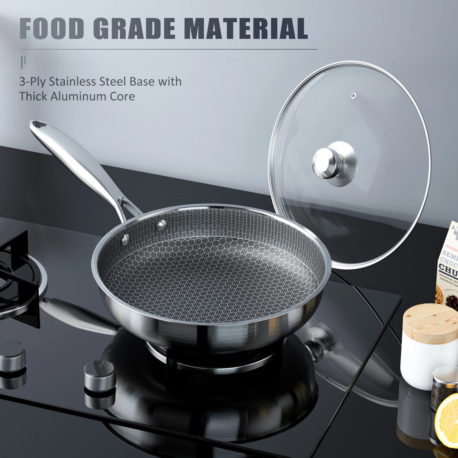 Stainless steel frying pan 24/26/28/30cm kitchen non stick frying pan kitchen non stick frying pan 241031