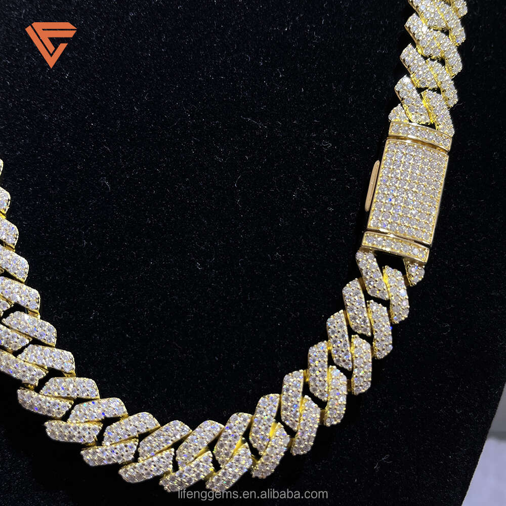 Lifeng Jewelry Fashion Hip Hop Moissanite Cuban Chain Necklace Cuban Chain Custom Full Iced Out Diamond Necklace