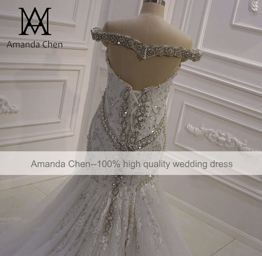 hochzeitskleid Off Shoulder Rhinestore Crystal Mermaid Wedding dress