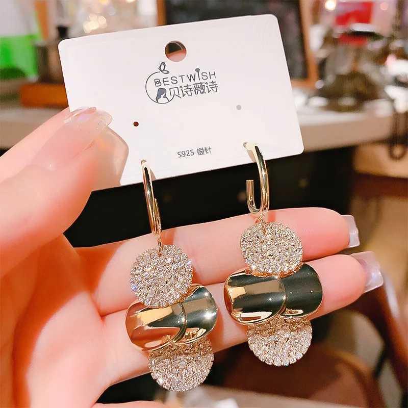 High quality Geely stainless steel circular pendant earrings used for jewelry gold crystal zircon ring earrings jewelry X241106