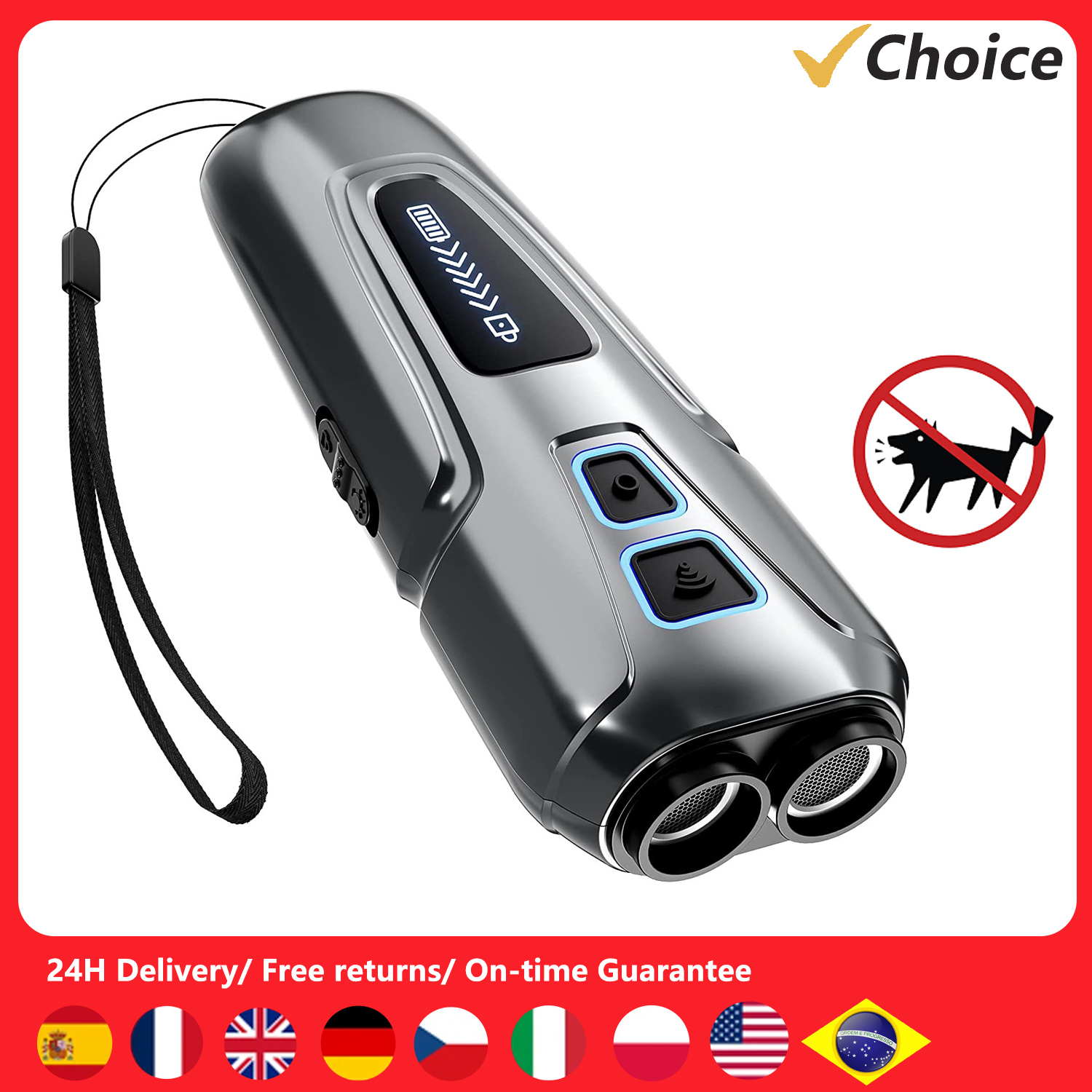 Ultrasonic Dog Repeller Dog Bark Deterrent Devices Rechargeable Portable Multifunctional Anti-Noise Anti-Barking Pet Dog Trainer