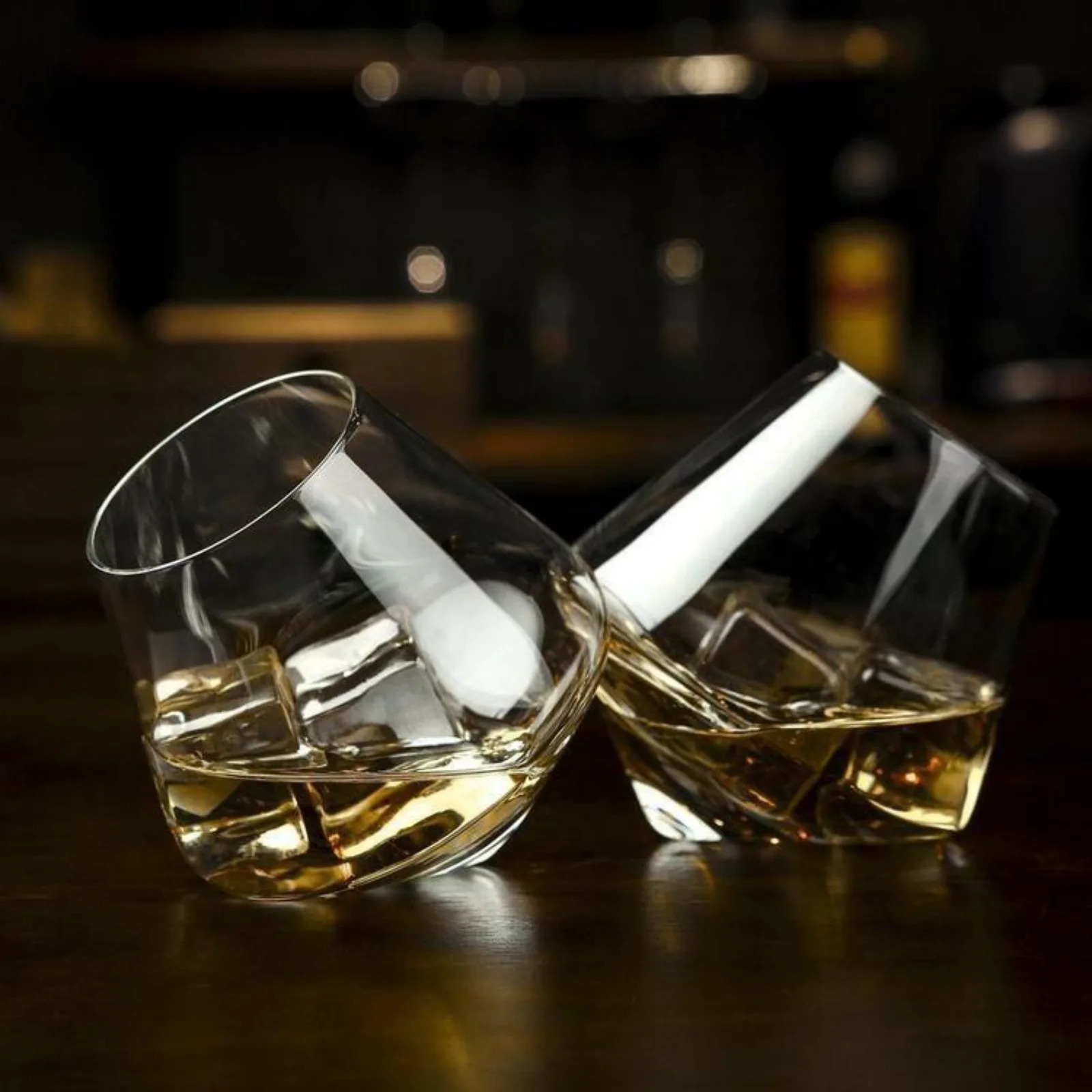Tilted Crystal Whiskey Old Fashioned Scotch Bourbon Tumbler Glasses Set of 4 United States 241106