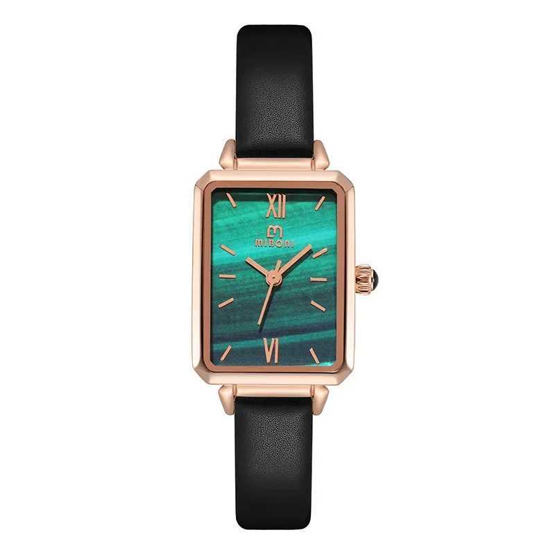 Miboni Womens Watch Premium Sense Small Square Watch Gift Box Three Piece Set Mini Green Watch X241106