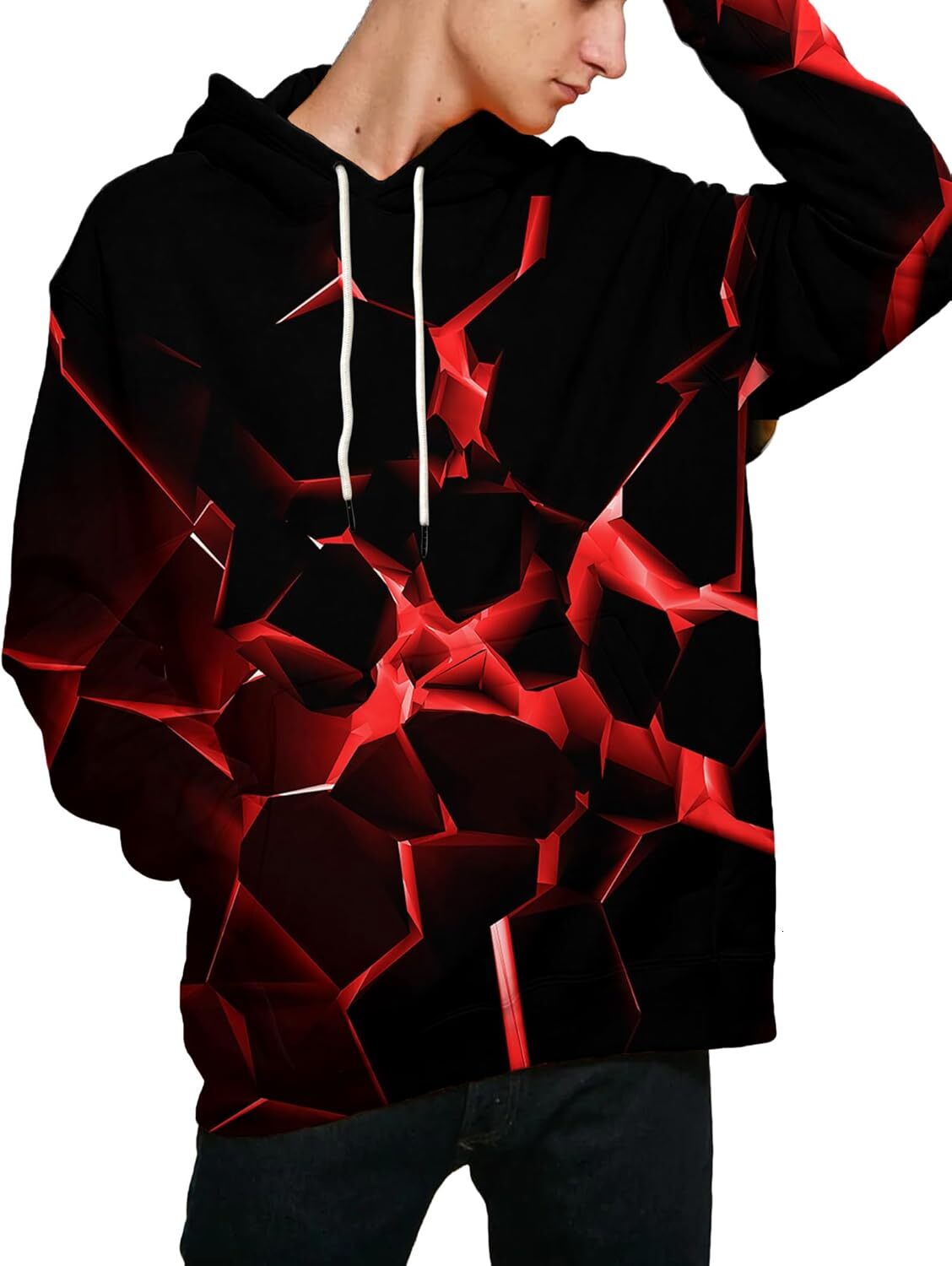 Hoodie for Mens Womens Unisex 3D Printed Hooded Sweatshirt Casual Pullover Hoodie with Big Pockets Graphic black