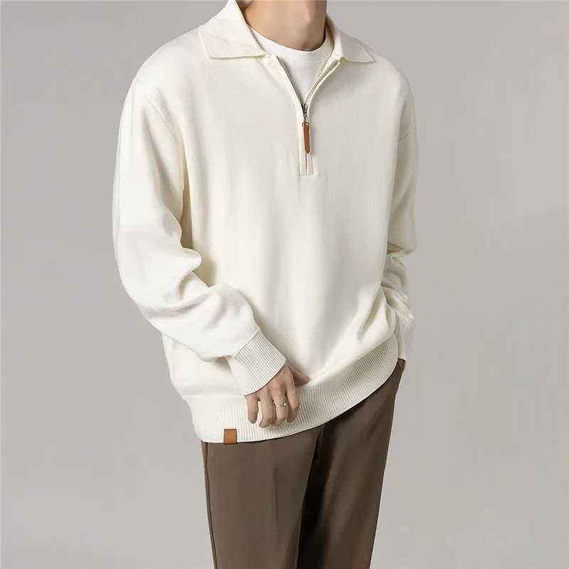 Autumn clothing mens luxury knitted shirt casual fashion zipper solid color long Sve Pulleys casual shirt W241106