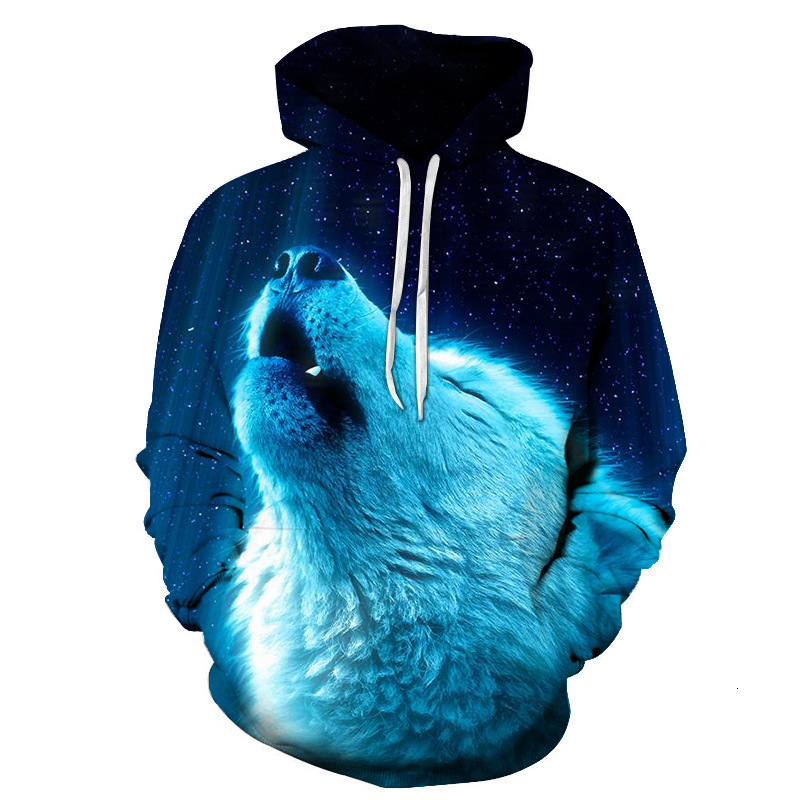 Hot Men's Wolf Tiger Animal Lion 3D Hoodie, Large Sports Long Sleeved Printed Hoodie Drop Shoulder Hoodies Graphic Hoodies