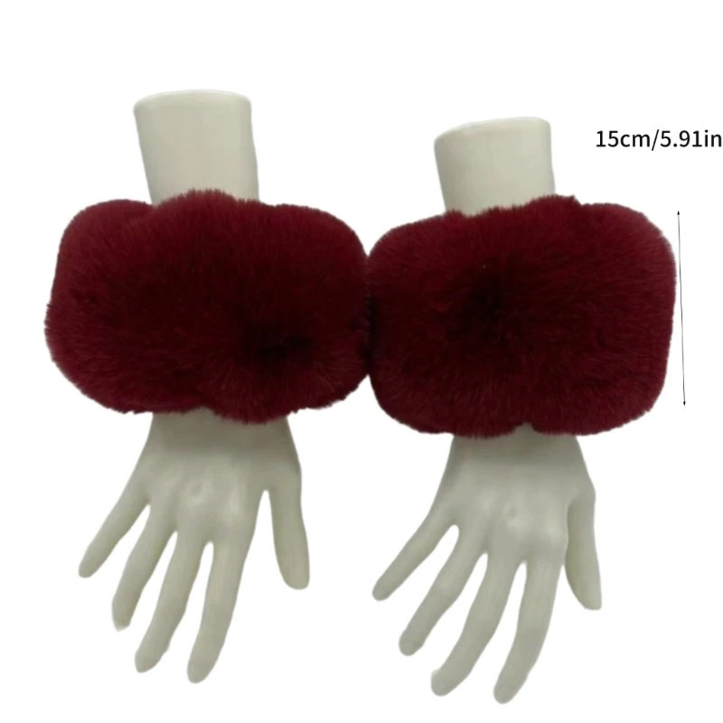 Soft fur wristband sleeves suitable for fashionable women and young people with warm arms multi-color Y2K fur wristband cuffs 241106