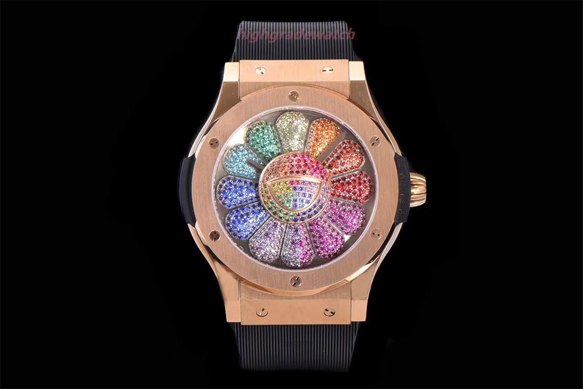 Mens Watch Size 45mm*13.45mm sapphire crystal mirror Power storage 72 hours natural rubber strap waterproof depth 50 meters refined steel case
