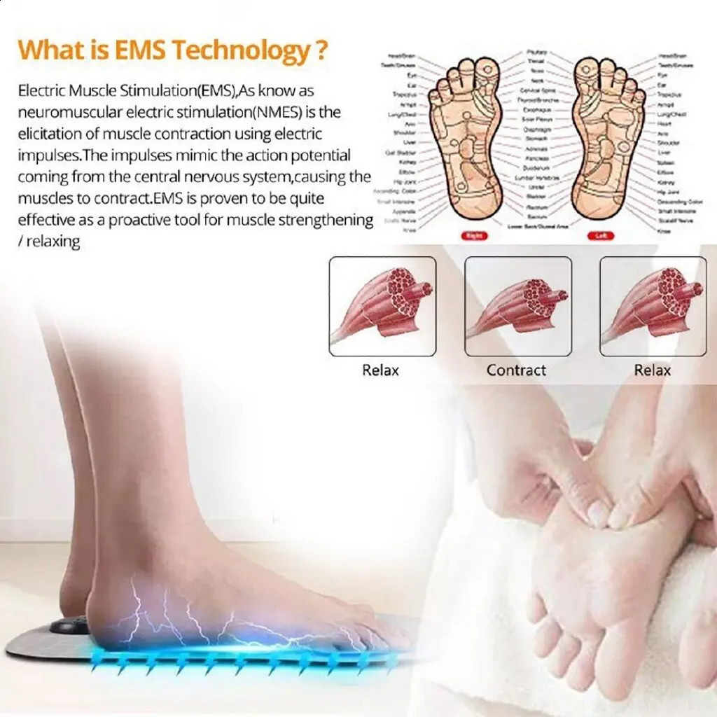 EMS electric foot massager pad relieves pain relaxes foot acupressure massage pad impacts muscles stimulates and improves blood circulation 241105