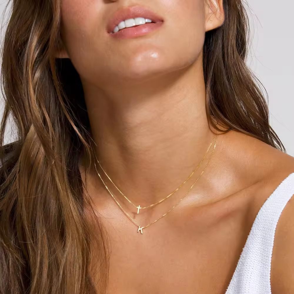 Minimalist 18K Gold Plated Tiny Chain Cross Necklace Jewelry Dainty Women Stainless Steel Sideways Cross Pendant Necklace