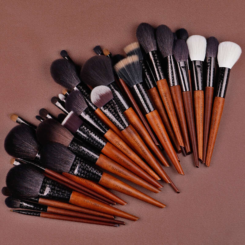CHICHODO Brush-The Amber Series 41Pcs Carved Tube Professional Set-High Quality Makeup Brushes Tools-Beauty