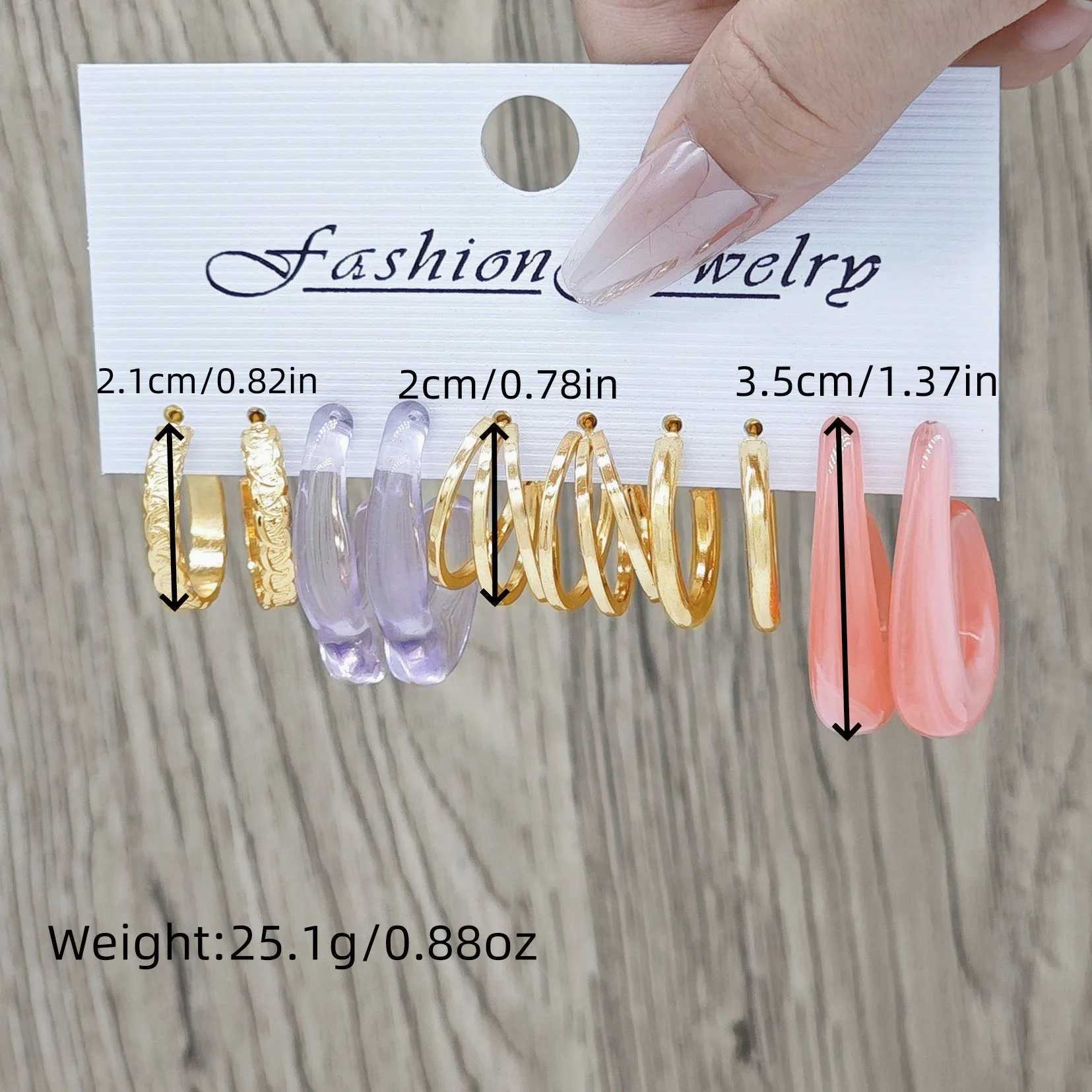 Irregar vintage pearl earrings acrylic ring with oil droplets alloy earrings and earring set X241106