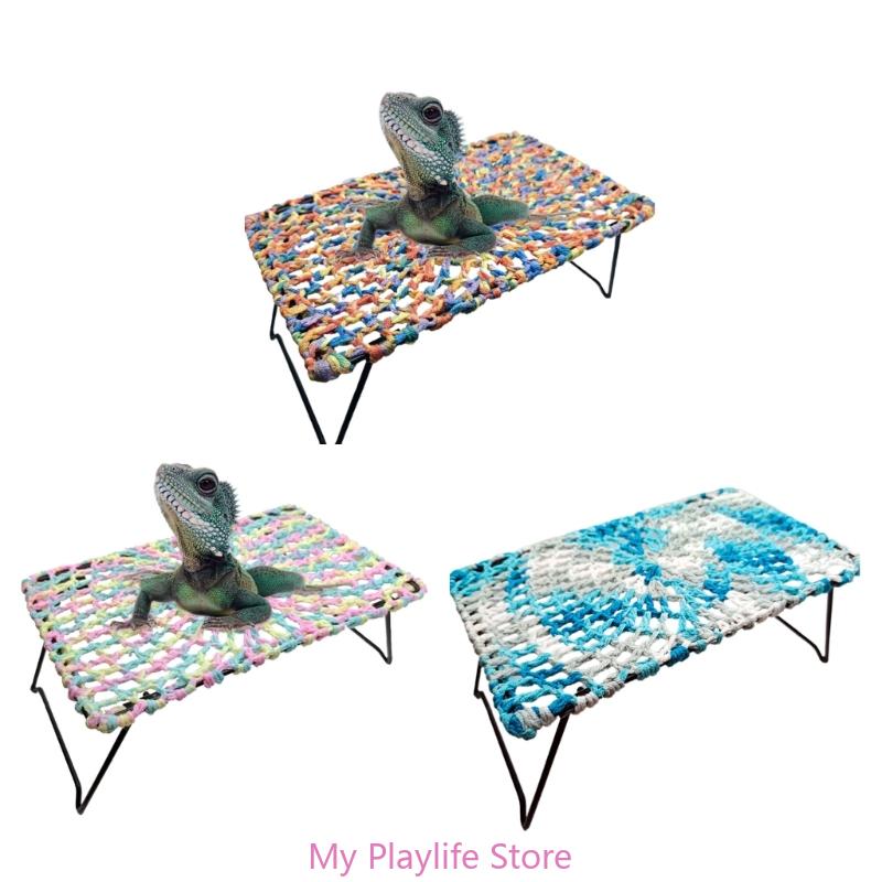 Reptiles Summer Hammocks Lizards Hammock Bearded Dragons Rectangle Crocheted Net Hammock Bed Crocheted Supplies