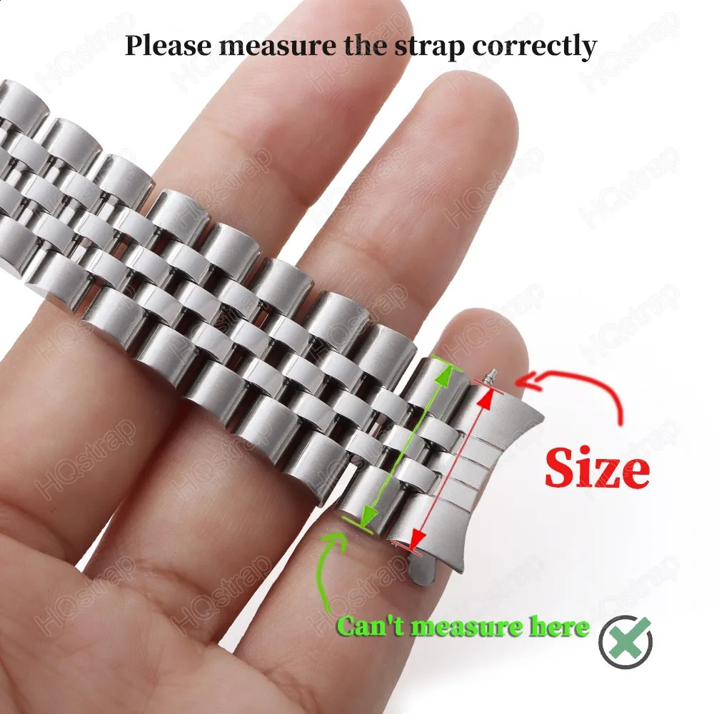 Solid Steel Strap for Rolex Watch B8mm 19mm 20mm 21mm Bracelet Folding Buckle Metal Watchband Curved End y 241105