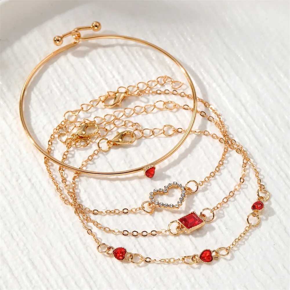 EN Fashion Red Sparkling Charm Geely Crystal Bracelet Used for Elegant Hollow Chain Bracelets Jewelry Gifts X241106