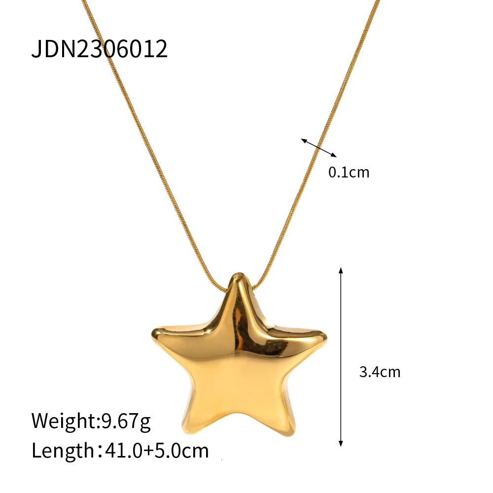 Uworlds unique star shaped gold pendant hanging stainless steel 18k Pvd galvanized Korean exquisite jewelry gift 241106