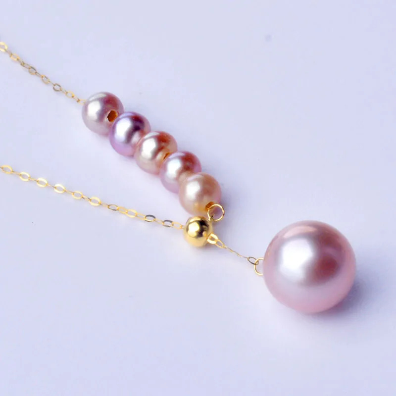 XF800 genuine 18K gold necklace pendant exquisite jewelry round natural freshwater pearl pure AU750 chain womens wedding gift X551 241106