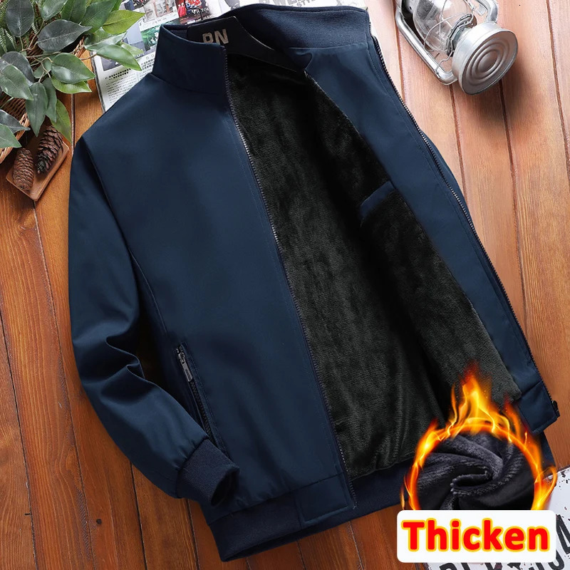 Warm Fleece Autumn Winter Jackets for Men Business Office Dress Coat Casual Mens Winter Jacket Solid Color Outerwear Man 241106