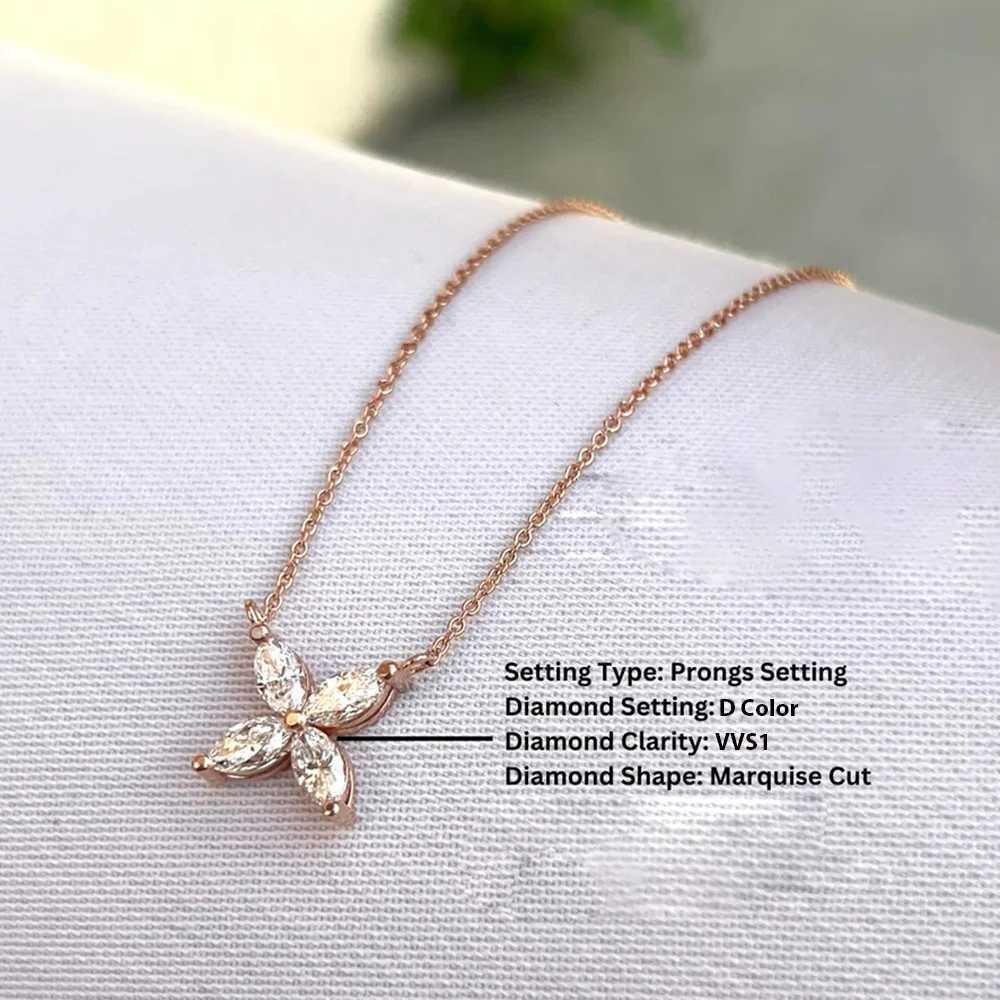925 Silver Marquess Cut Diamond Pendant Necklace with Stud Earrings Comes with Certificate X241106
