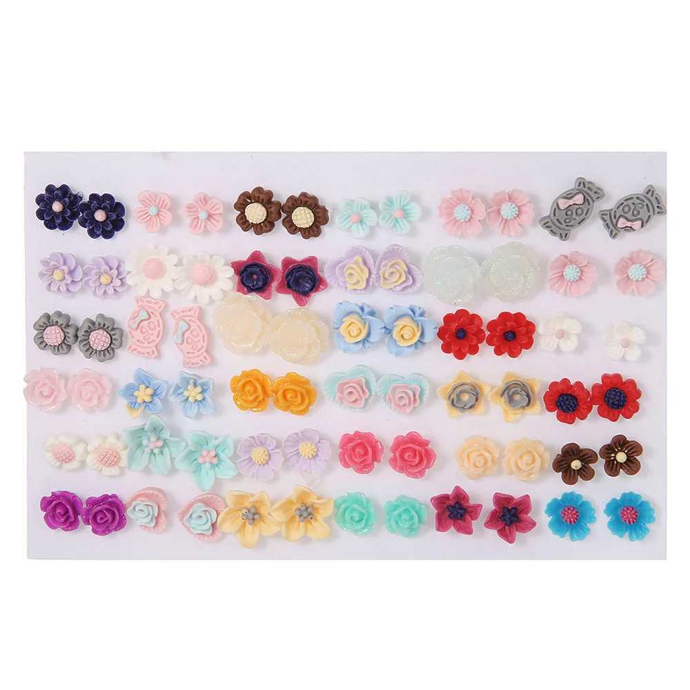 36 pairs/bulk fashion colored rhinestone earrings for girls fruit perforation jewelry wedding gifts mixed style X241106