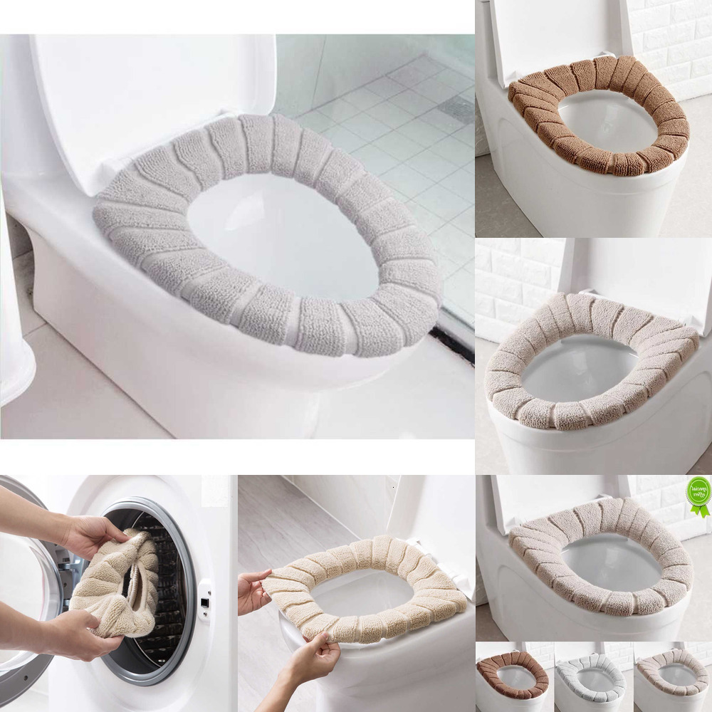 New New Acrylic Universal Toilet Seat Cover Winter Thicken Washable Mat Toilet Lid Cover Closestool Mat Seat Case Bathroom Accessories