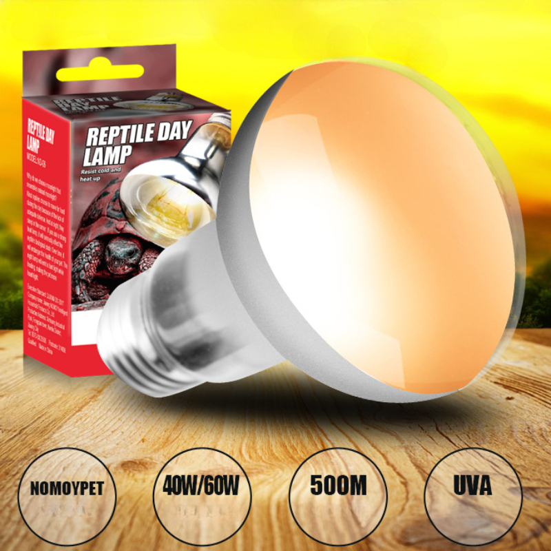 Reptile 40W/60W UVA UVB Sun Light Intense Basking Spot Simulated Natural Sunlight Reptile Heating Lamp for Lizard Snake Turtle
