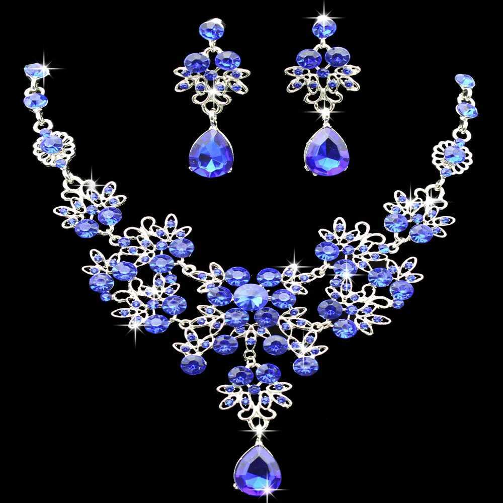 KMVEXO Mtiple Waterdrop Wedding Official Party Pr Jewelry Set Crystal Water Diamond Bridal Necklace Earring Set X241106