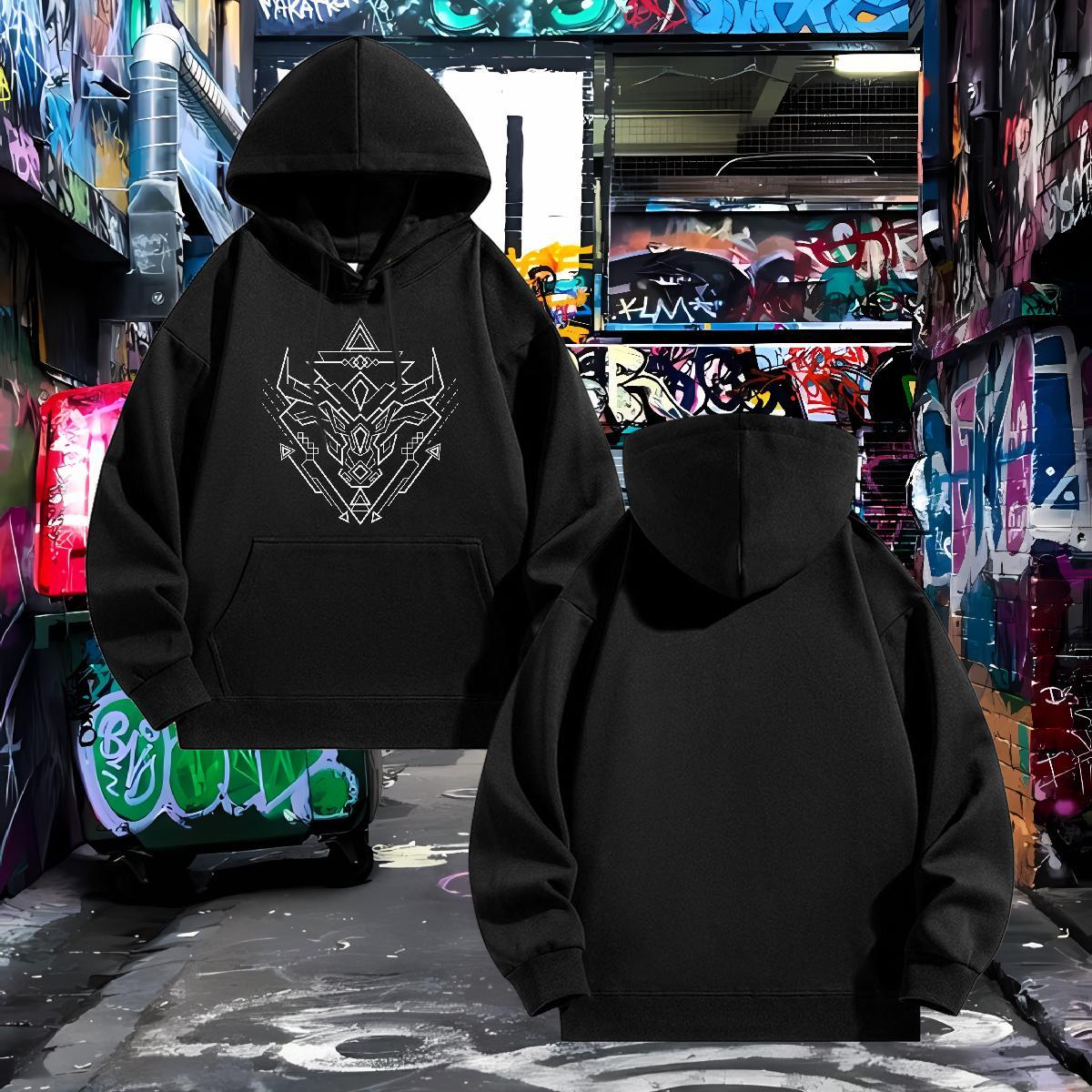 Classic Mens Hoodie Sweatshirt Breathable Soft Warm Men's Hooded Sweatshirt DIY Top Pullover Hoodie Street Warm Fleece