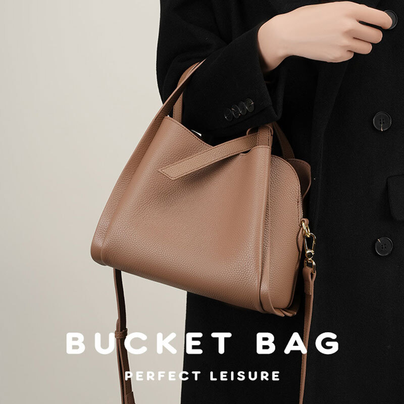 Cowhide Women's Bag New Large Capacity Women Crossbody Shoulder Bags Fashion Genuine Leather Female Handbags Check Style