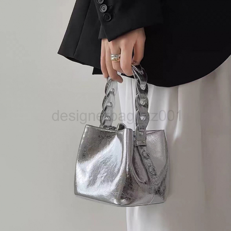 Fashion Classic Bag Designer 10a Top Nikiduncks Woman Handbagevening Bags Atmosphere Silver Soft Leather Handmade Bucket for Women 202