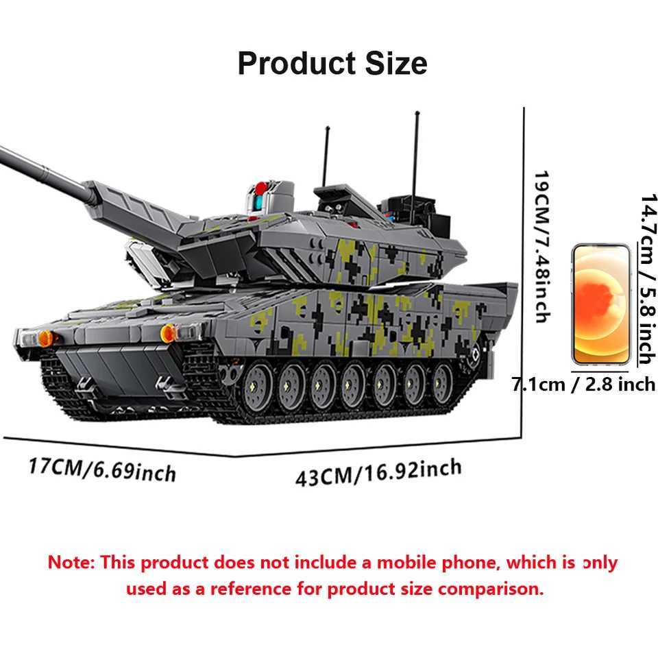 Blocks 2235 pcs+Black Panther KF51 new generation main battle tank large particle component building block toy creative collectiblesY241106FES4