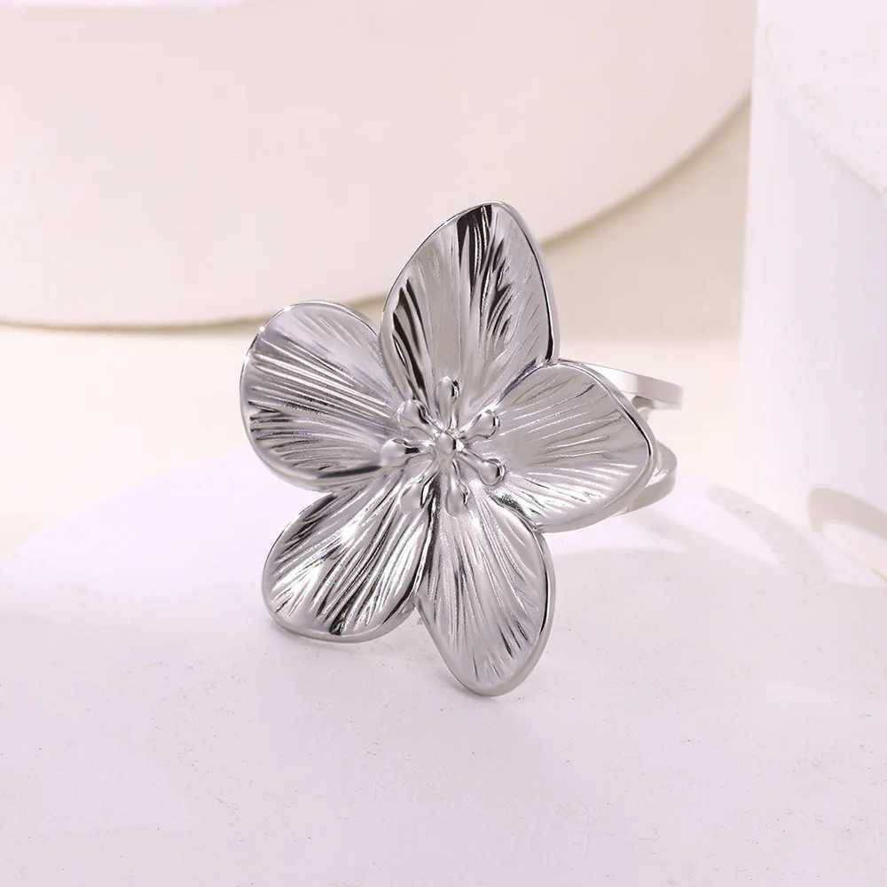 Elegant stainless steel Blo wreath suitable for gold colored sun starfish open rings finger jewelry weddings and punk gifts X241106