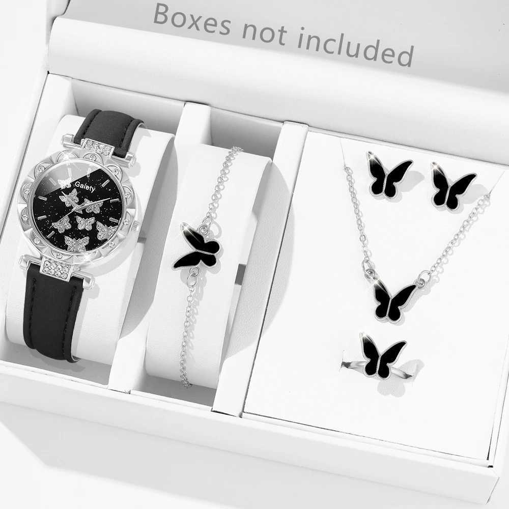 6-piece/set womens watch set Rhinestone quartz watch dial butterfly dial set butterfly jewelry set girls gift X2411061
