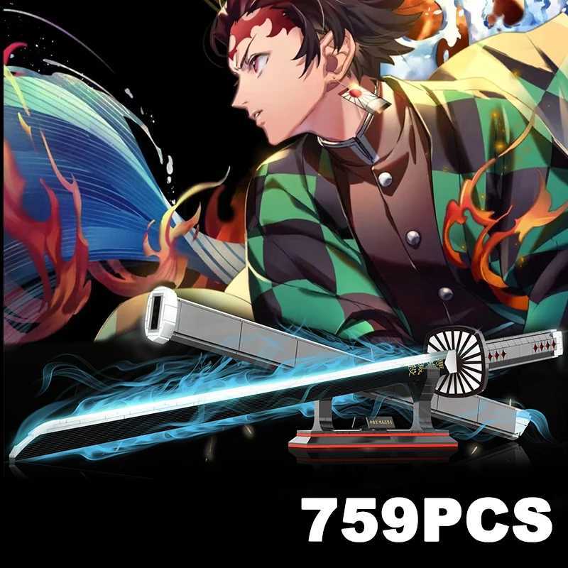Blocks 759 pieces of anime demon killer Kamado Tanjirou ninja knife blade sword building blocks Katana weapons building blocks childrens toys adult gi