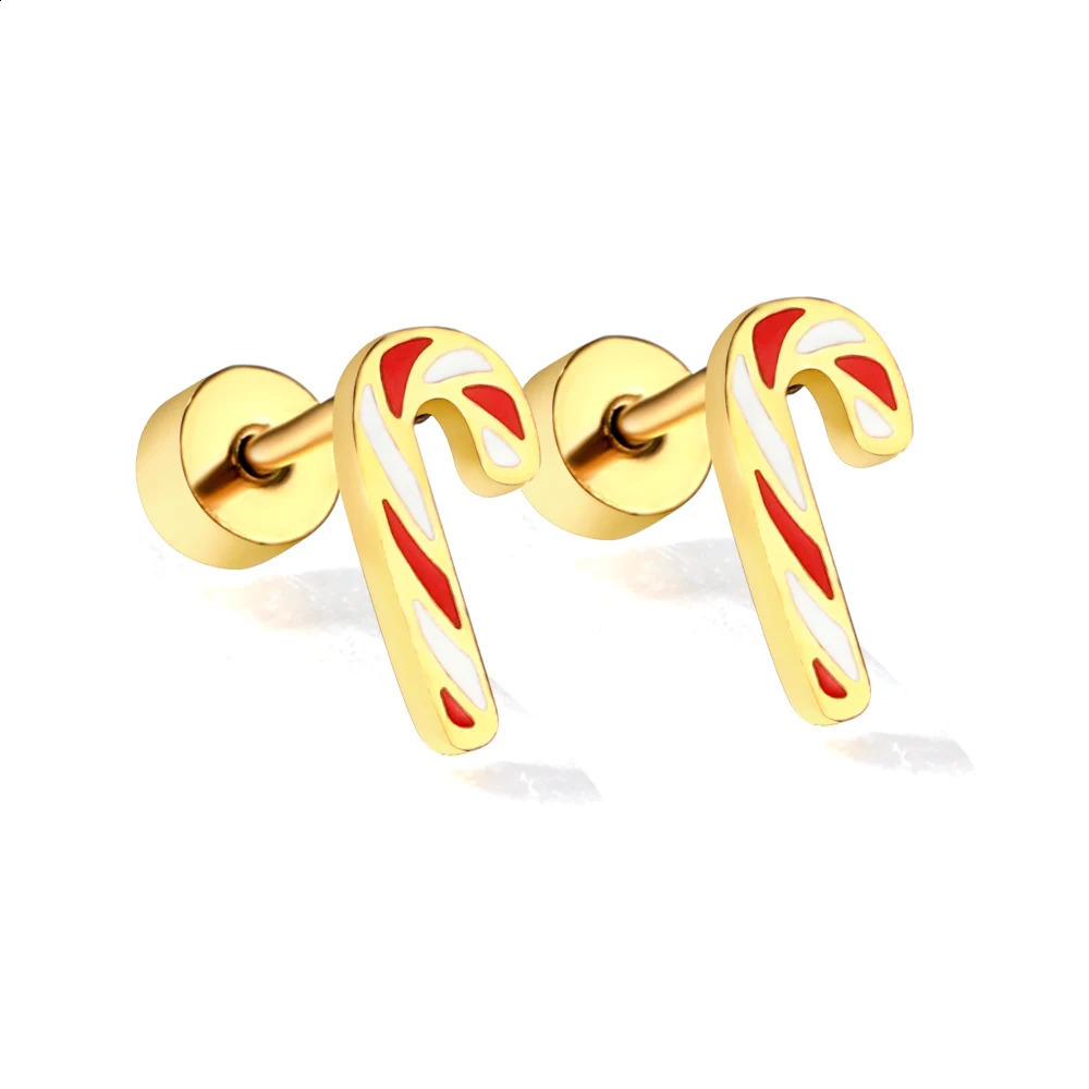 LUXUSTEEL 316L Steel Earrings Golden Plated Christmas Tree Snowman And Cute Cartoon Duck Stud Women Girl 241105