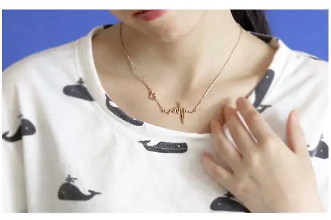 Simple Wave Necklace Fashion Ecg Pse Charm Pendant Necklace Lightning Wen Retro Jewelry Accessories X241106